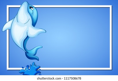 Blue Dolphin Frame Template illustration