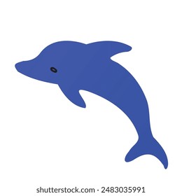 Blue Dolphin graphic silhouette icon. Sign swimming dolphin isolated on white background. Sea life symbol. sea Ocean aquatic animal Vector illustration 