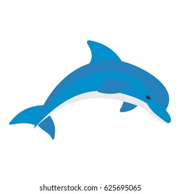 Blue dolphin icon flat isolated on white background vector illustration