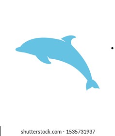 Blue dolphin icon flat vector icon isolated on white