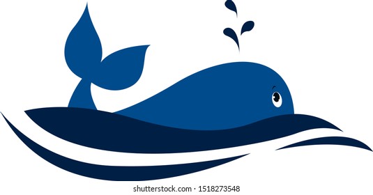Blue dolphin, illustration, vector on white background.