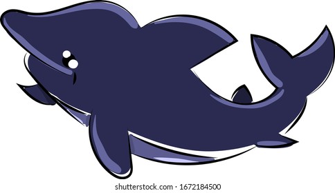 Blue dolphin, illustration, vector on white background.