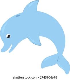 Blue dolphin , illustration, vector on white background