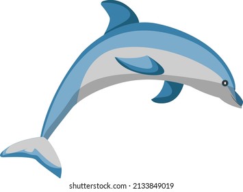 Blauer Delphin, Illustration, Vektorgrafik auf weißem Hintergrund.