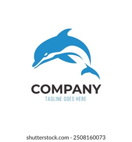 Blue Dolphin jump logo icon. isolated on white background.
