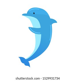 Blue dolphin jumping. Vector illustration isolated on white background