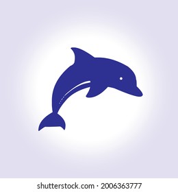 El delfín azul salta. Ilustración vectorial.