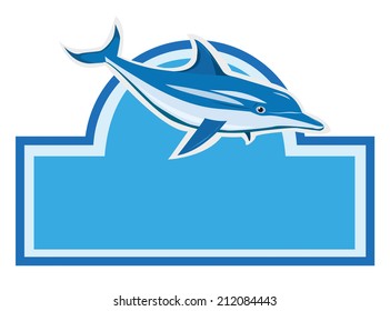 blue dolphin in marine logo