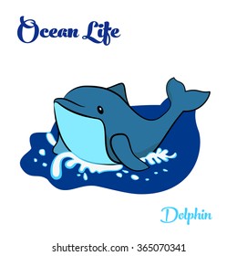 Blue dolphin in the ocean