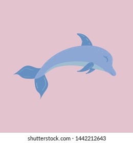 Blue dolphin on a pink background