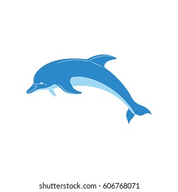 Blue dolphin on a white background, vector illustration.