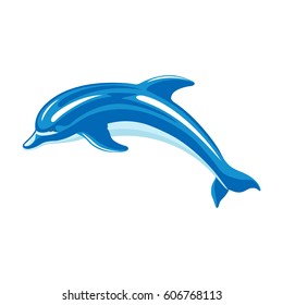 Blue dolphin on a white background, vector illustration.