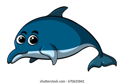 Delfín azul en ilustración de fondo blanco
