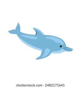 blue dolphin smiling happy isolated