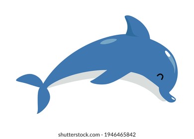 Blue Dolphin as Underwater Sea Animal Vector Illustration