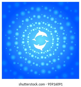 Blue Dolphin vector background