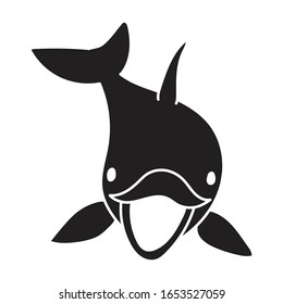 Blue dolphin vector icon.Black vector icon isolated on white background blue dolphin .