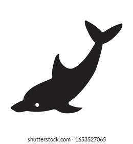 Blaue Delphin-Vektorillustration Symbol.Schwarze Vektorillustration Symbol einzeln auf weißem Hintergrund, blauer Delphin.