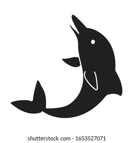 Icono vector delfín azul.Icono vector negro aislado en delfín azul de fondo blanco.