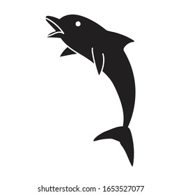 Blue dolphin vector icon.Black vector icon isolated on white background blue dolphin .