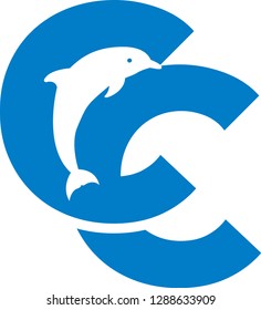 Blue dolphin vector illustration.
