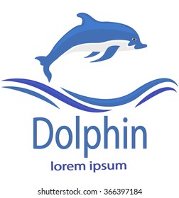 blue dolphin in the waves