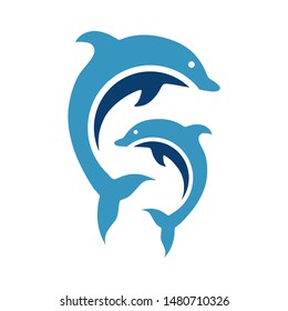 Blue dolphins cartoon vector logo