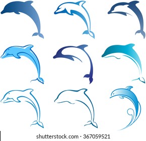 blue dolphins set for your design