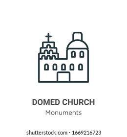 Blue domed church outline vector icon. Thin line black blue domed church icon, flat vector simple element illustration from editable monuments concept isolated stroke on white background