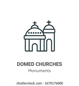 Blue domed churches outline vector icon. Thin line black blue domed churches icon, flat vector simple element illustration from editable monuments concept isolated stroke on white background