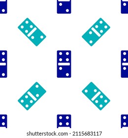 Blue Domino icon isolated seamless pattern on white background.  Vector Illustration