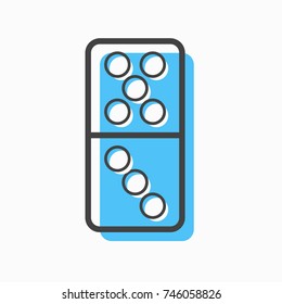 blue domino icon on white background with outline design style. circle series. vector illustration. number eight