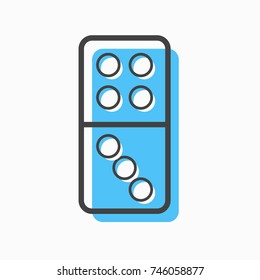 blue domino icon on white background with outline design style. circle series. vector illustration. number seven