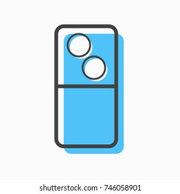 blue domino icon on white background with outline design style. circle series. vector illustration. number two