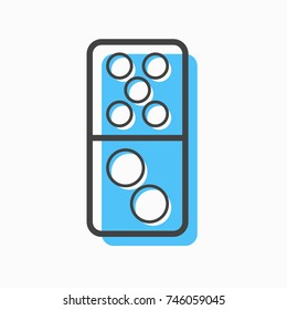 blue domino icon on white background with outline design style. circle series. vector illustration. number seven