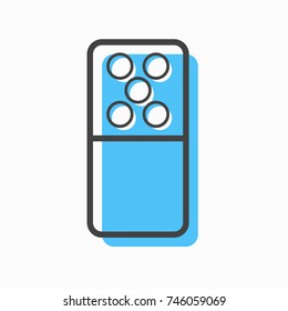 blue domino icon on white background with outline design style. circle series. vector illustration. number five