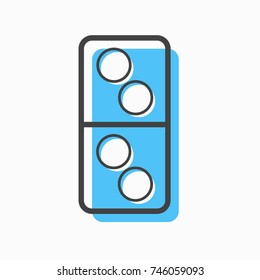 blue domino icon on white background with outline design style. circle series. vector illustration. number four