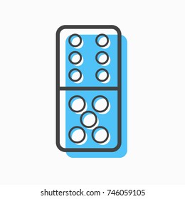 blue domino icon on white background with outline design style. circle series. vector illustration. number eleven 