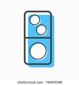 blue domino icon on white background with outline design style. circle series. vector illustration. number three