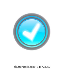 Blue done yes yep icon. Vector illustration