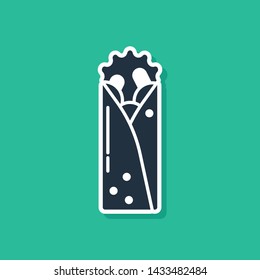 Blue Doner kebab icon isolated on green background. Shawarma sign. Street fast food menu.  Vector Illustration
