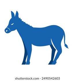 blue donkey silhouette isolated icon