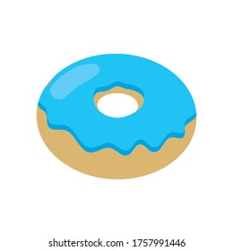 Blue donut flat icon vector illustration.