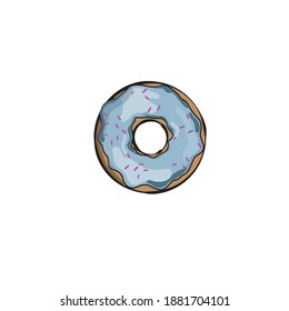 Ausente azul con icono de ilustración de vector de acristalamiento aislado en fondo blanco. Logotipo de salchichas dulces de color cremoso.