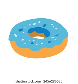 Blue donut icon cartoon vector, popular sweet food for dessert