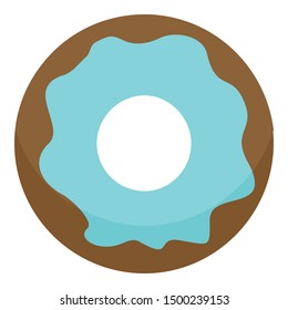 Blue donut icon. Flat illustration of blue donut vector icon for web design