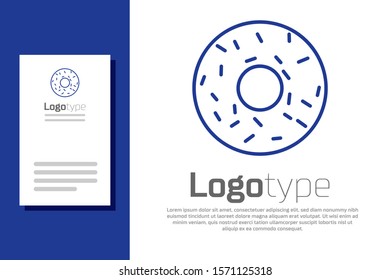 Blue Donut with sweet glaze icon isolated on white background. Logo design template element. Vector Illustration