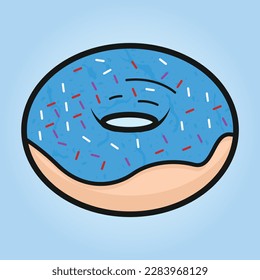 Blue donuts in glaze on a blue background. Vector illustration