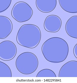 blue doodle circles. black thin outlines. seamless vector pattern. textile design
