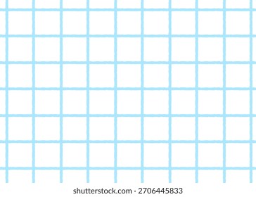Blaues Doodle-Gitter, nahtloses Muster. Einfache handgezeichnete quadratische Linien, die einen minimalen geometrischen Hintergrund bilden. Perfekt für Schreibwaren, Papier, Stoff und digitale Designs.